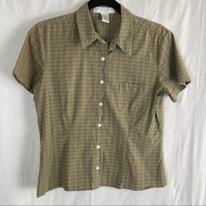 ☃️3 for $23 ☃️ Geoffrey Beene Sport S/S Cotton/Spandex Cropped Plaid Shirt